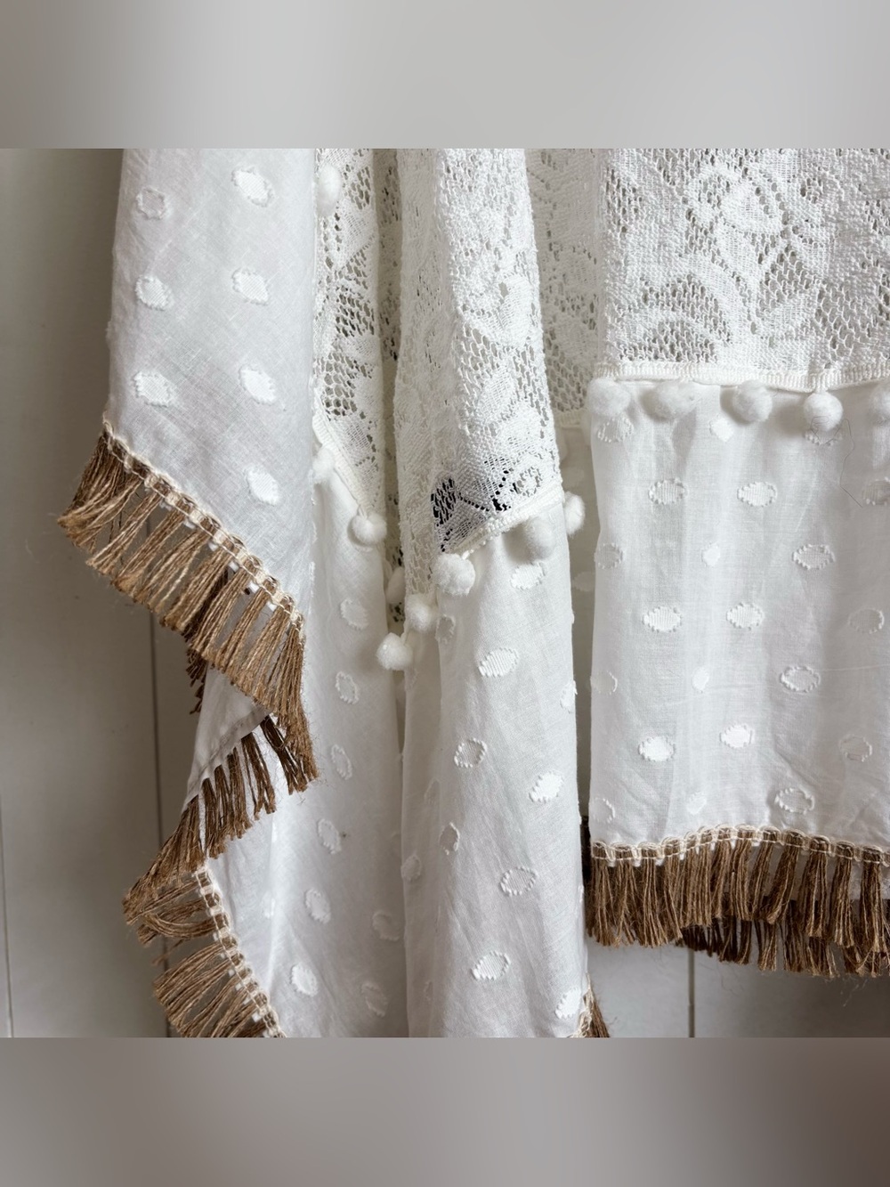 POL Boho Crochet Lace Tassel Poncho Tunic Cover Up New Size Small/ Medium - Picture 11 of 13